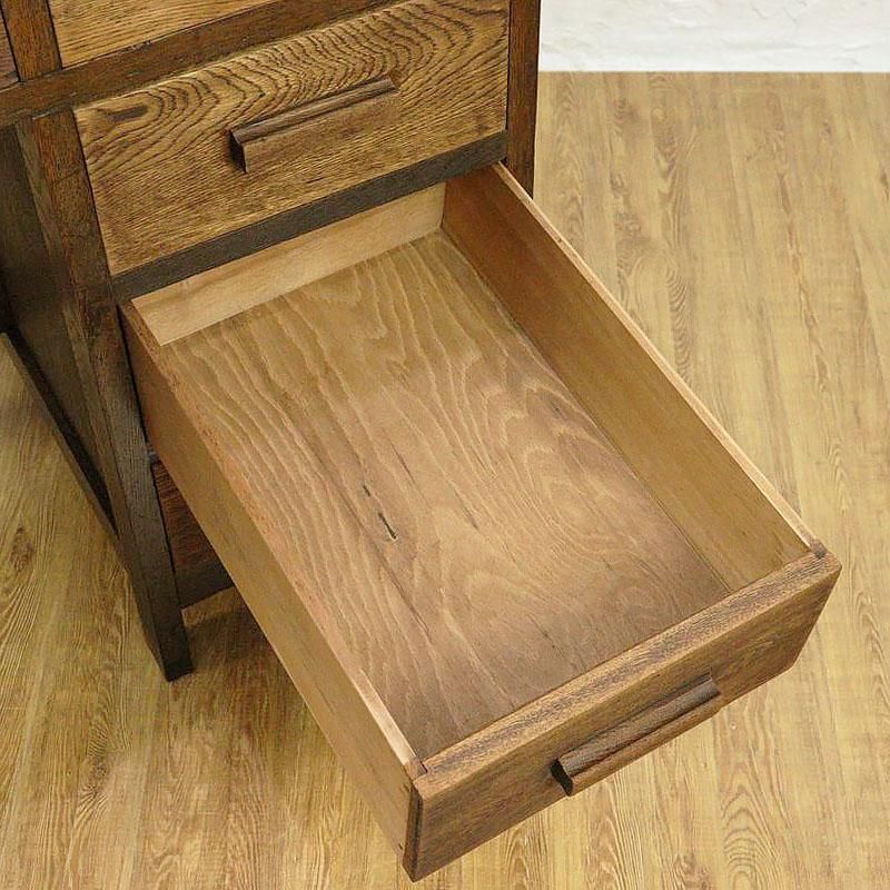 ナラ×ケヤキ材のレトロ片袖デスク｜幅106.5cm・収納力と実用性を備えた