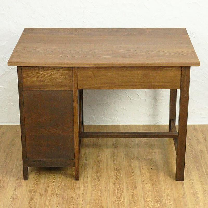 ナラ×ケヤキ材のレトロ片袖デスク｜幅106.5cm・収納力と実用性を備えた