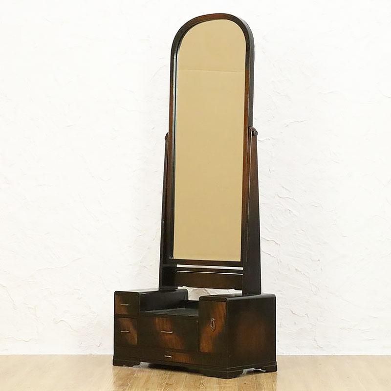 大正昭和初期 栃材鏡台 和の趣ある化粧台