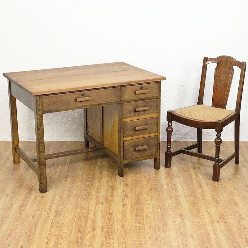 ナラ材の片袖レトロデスク｜幅106cm・明るめカラーの実用モデル【昭和