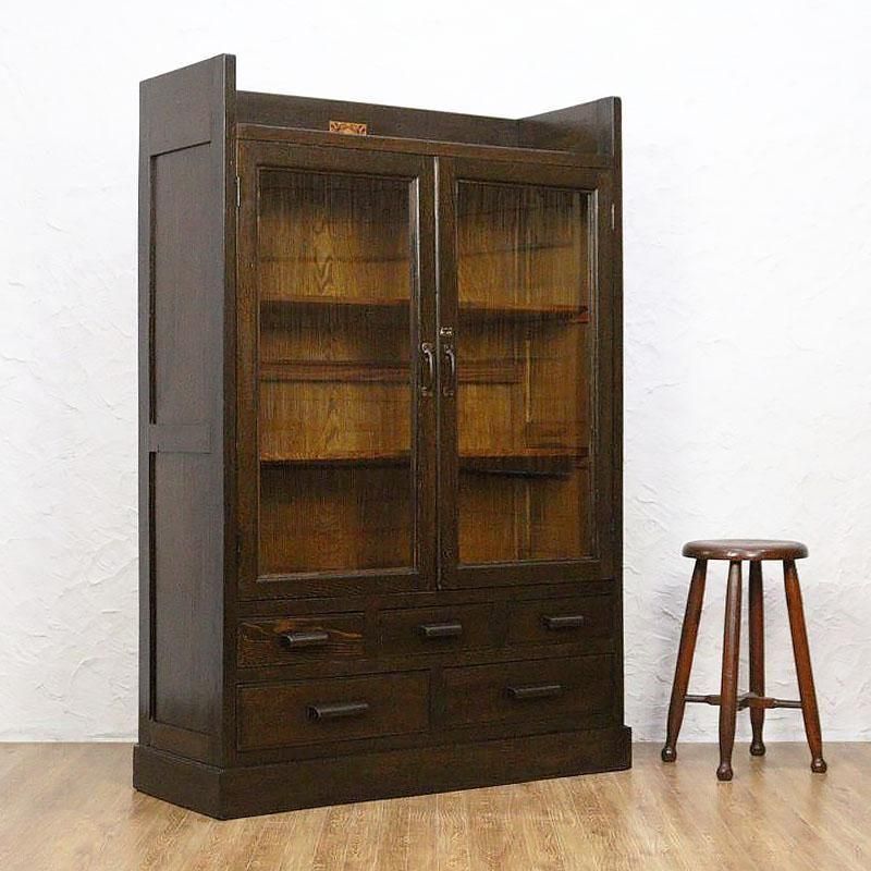 明治29年 ガラス扉の木製ケース アンティーク 明治29年 ガラス扉の木製