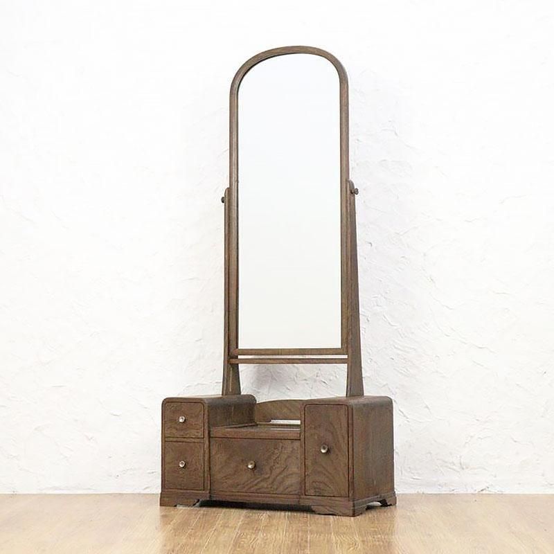 大正昭和初期 クワ材鏡台 鏡交換済み化粧台