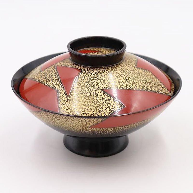 吸物椀 沈金 大正昭和初期 幾何学模様 直径13.5cm