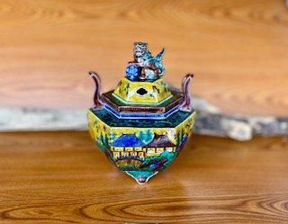 九谷焼 特大香炉 吉田屋獅子(Kutani Incense burner)-百華園