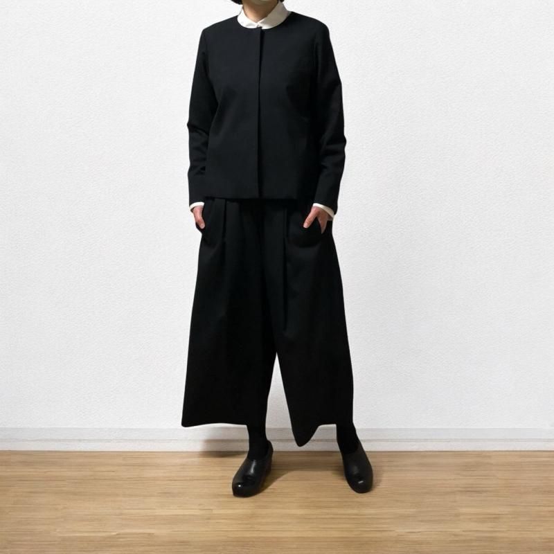 atelier naruse】フォーマルセットアップガウチョパンツ/ブラック