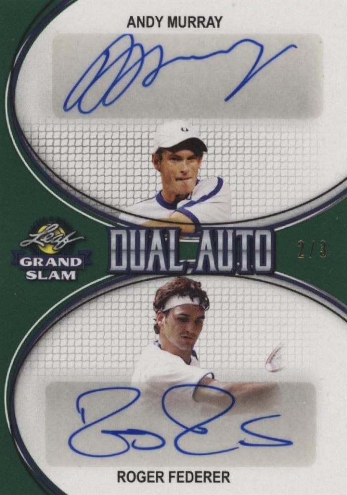 2018 LEAF GRAND SLAM Dual Autograph Card Green Andy Murray Roger