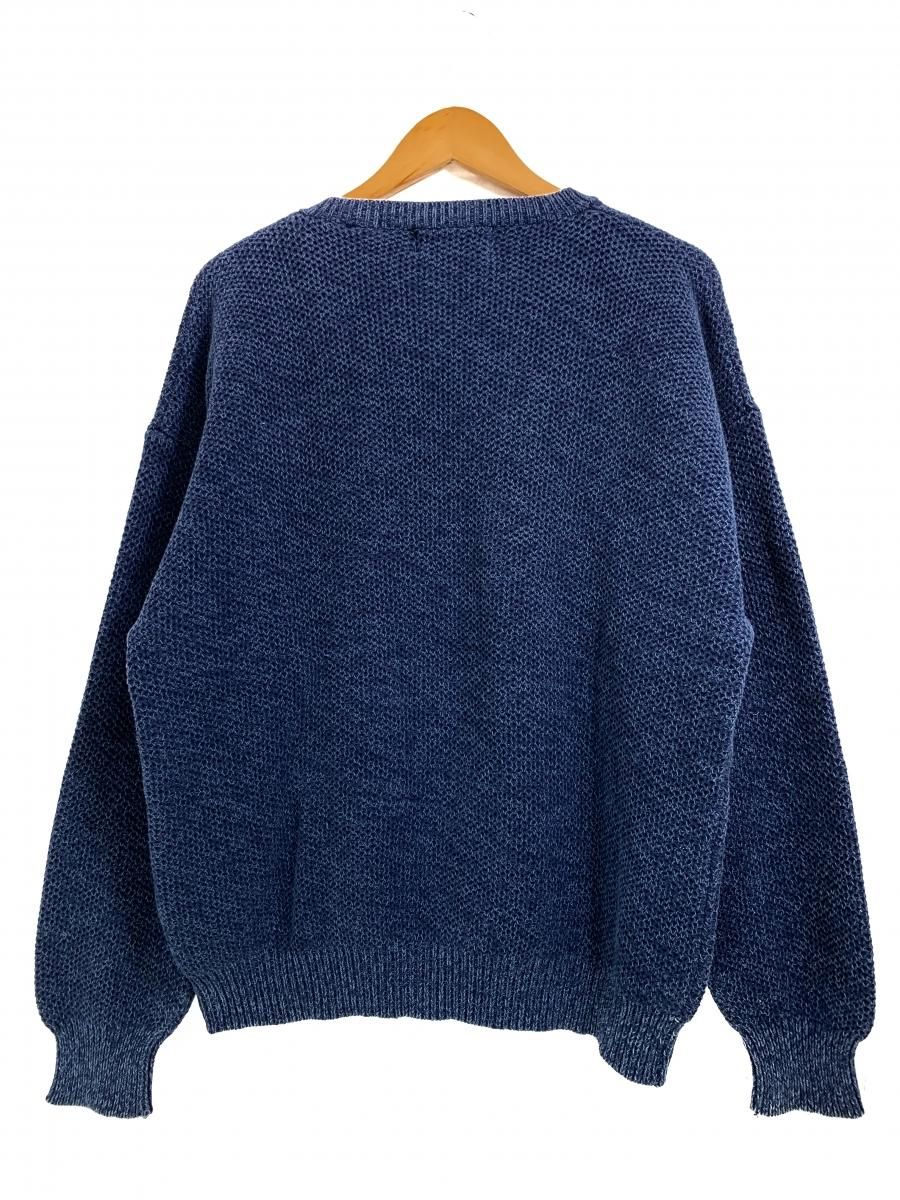 80s~90s Eddie Bauer Indigo Dyed Crew-Neck Cotton Knit 紺 L 黒タグ