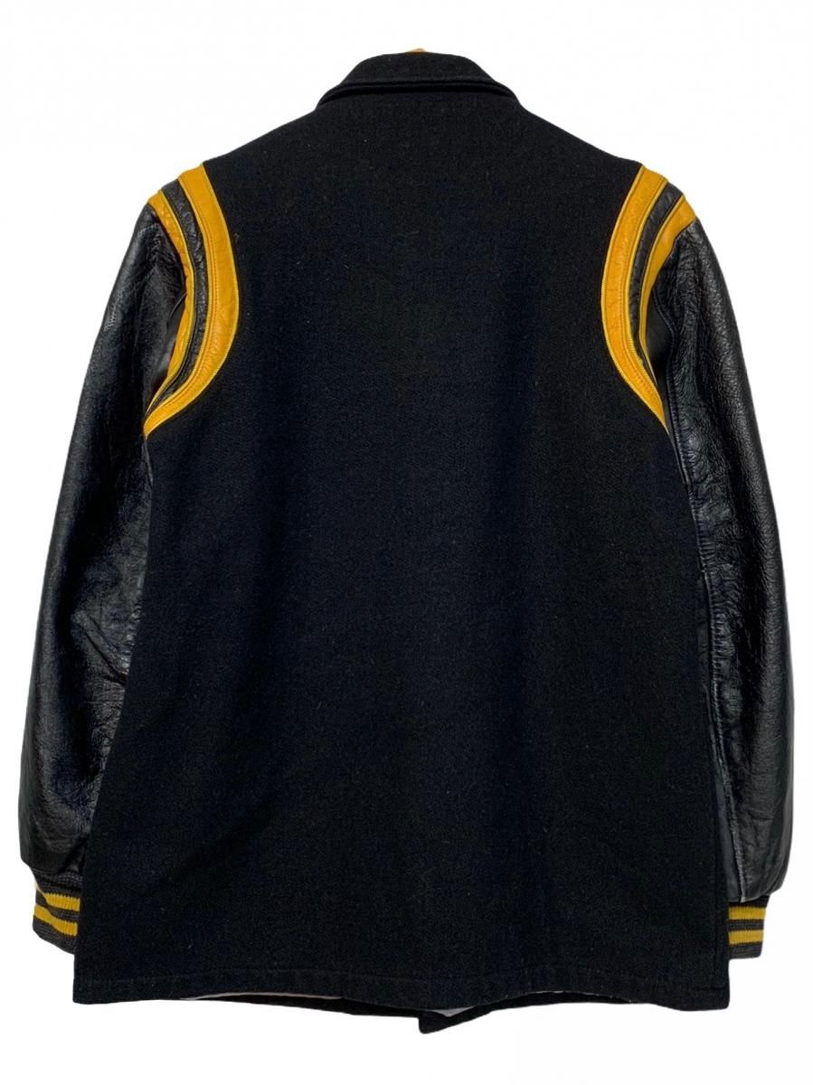 USA製 60s DEERFOOT Wool Long Varsity Jacket 黒黄 40 ロング
