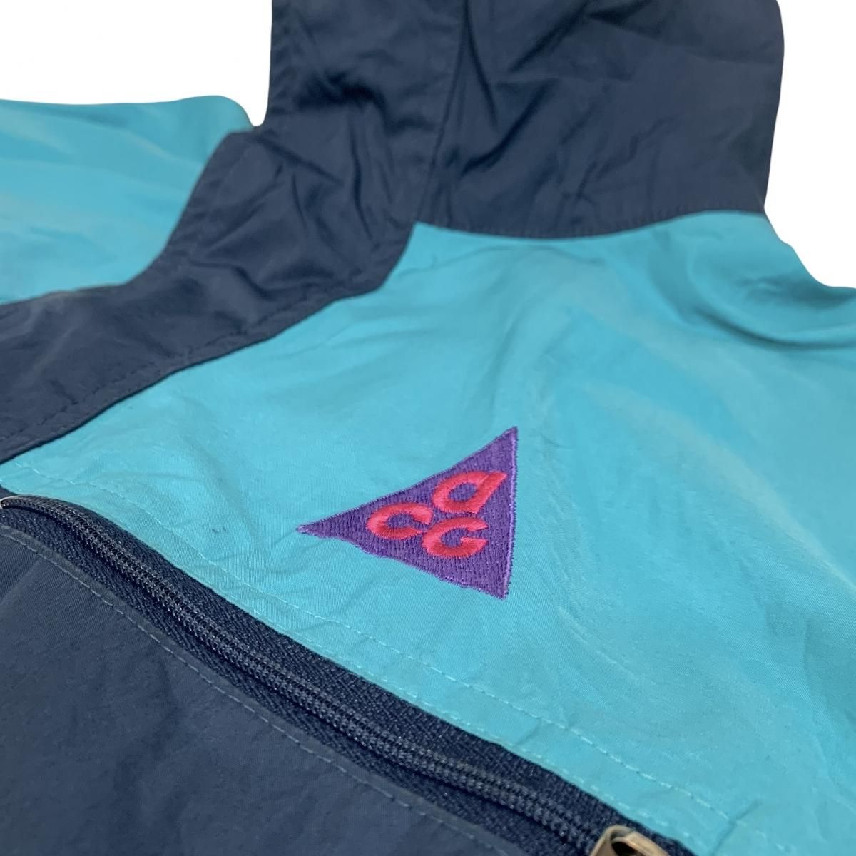 91年製 NIKE ACG Nylon Jacket 水色紺 S 90s ナイキ エーシージー