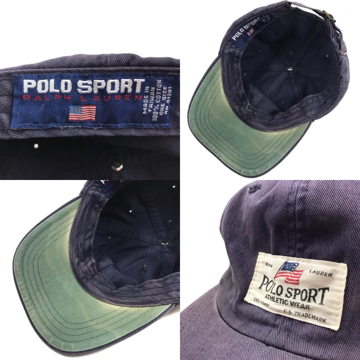 90s POLO SPORT Logo Patch Cotton 6 Panel Cap 紺 ポロスポーツ ロゴ