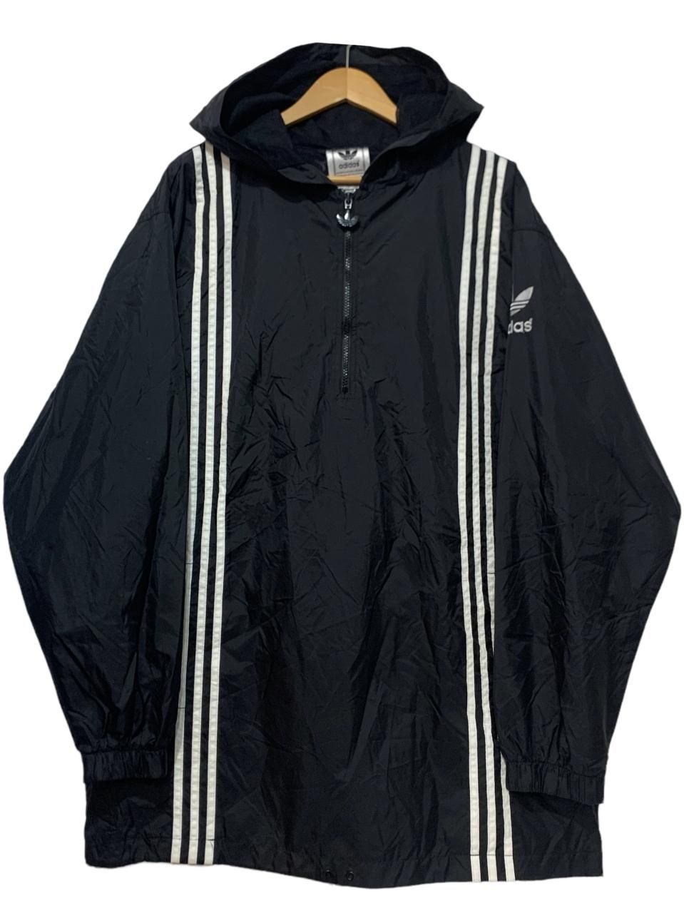 90s adidas Nylon Anorak Parka 黒 M アディダス アノラックパーカー