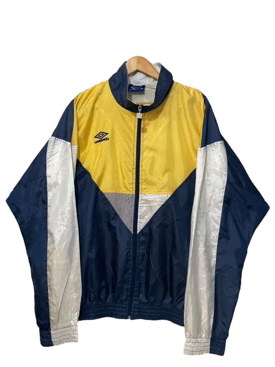 90s UMBRO Logo Nylon Jacket 紺黄白 L アンブロ ロゴ 切り替え