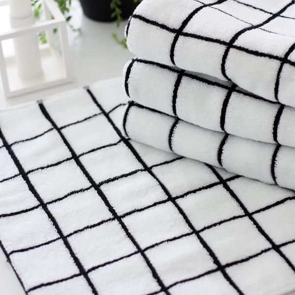 フェイスタオル】白黒 グラフチェック柄 フェイスタオル - おしゃれな