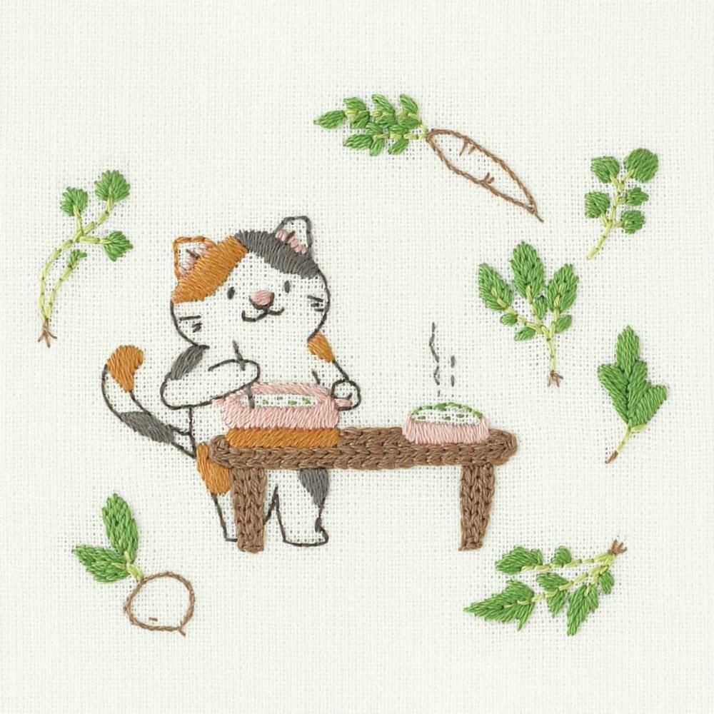 Chicchi 季節を楽しむ動物たち 刺繍キット「三毛猫さんとあったか