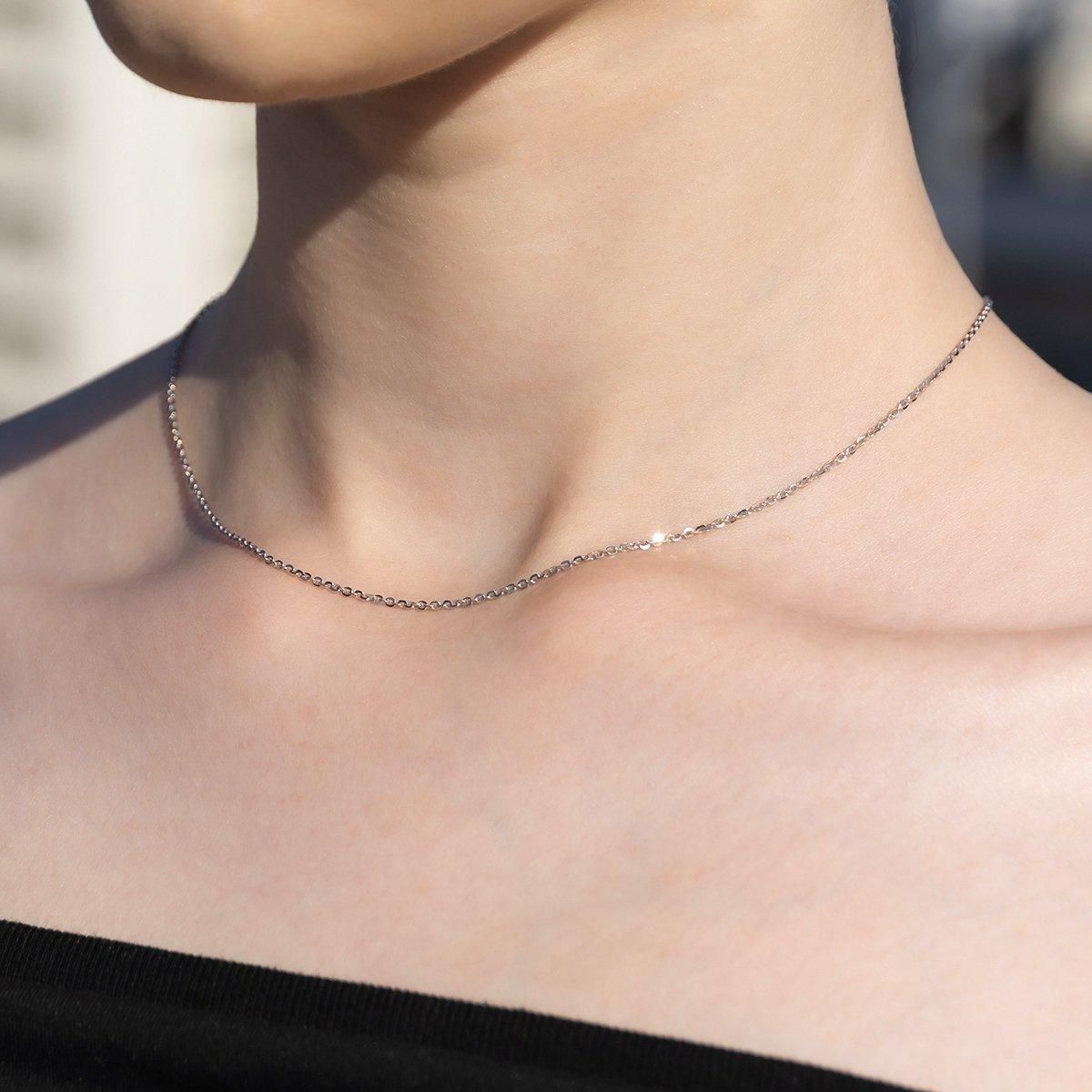 シルバー クロスケーブルネックレス 幅1.5mm 41cm-46cm ACH277