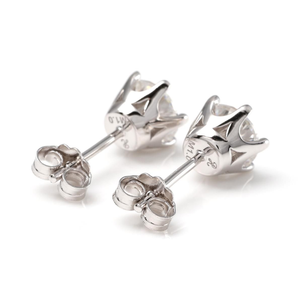 モアサナイト シルバー ソリティアピアス 6.5mm 6PRONG-1.0CT