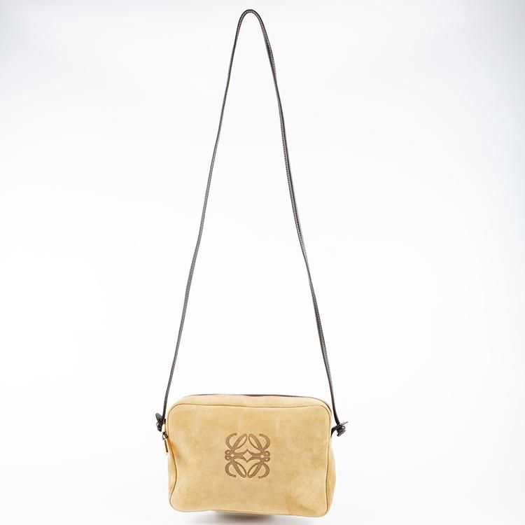 アナグラムスエードショルダーバッグ ベージュ×ブラウン ヴィンテージ