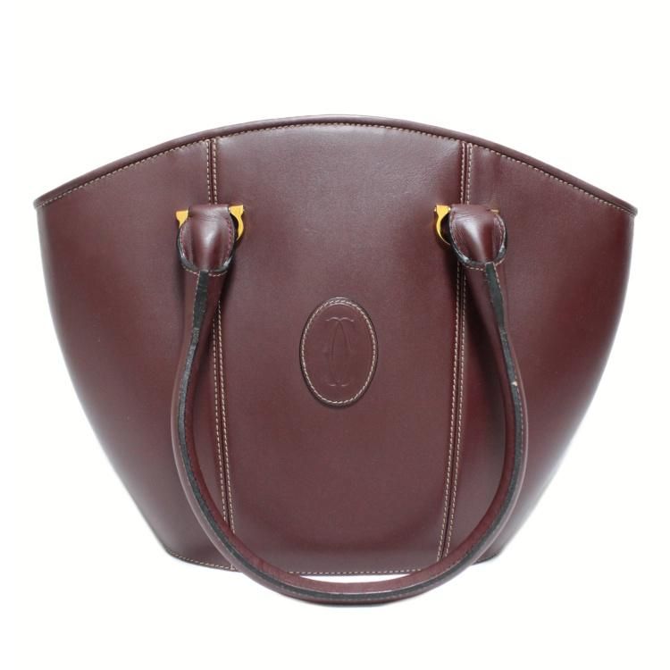 マストラインレザーハンドバッグ バケツ型 ヴィンテージ|カルティエ