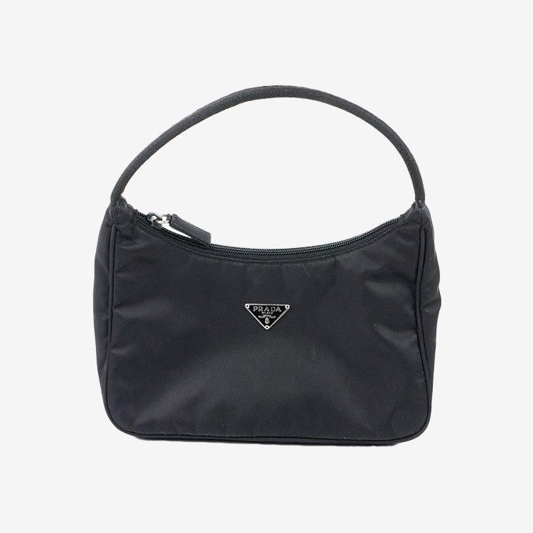 三角ロゴ金具ナイロンミニハンドバッグ ブラック ヴィンテージ|プラダ
