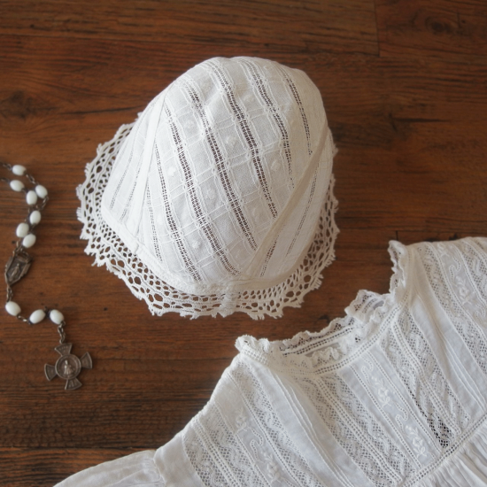 アンティークベビードレス | フランス コットン製 洗礼用ベビードレス