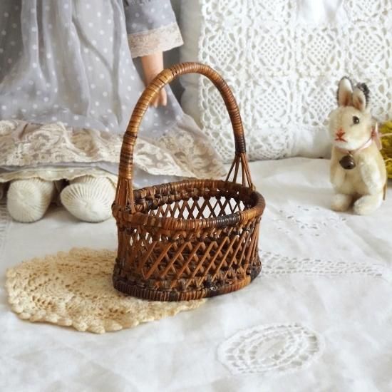 アンティーク バスケット パニエ | フランス 籐のドールパニエ 人形用