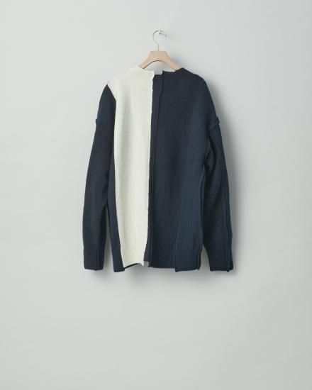 stein | シュタイン OVERSIZED MULTI PATCHED KNIT LS(NAVY x OFF