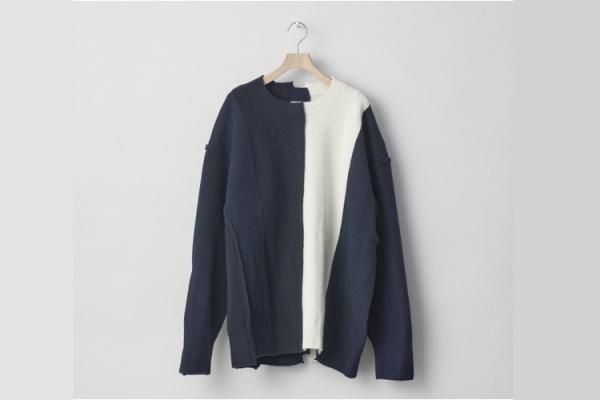 stein | シュタイン OVERSIZED MULTI PATCHED KNIT LS(NAVY x OFF