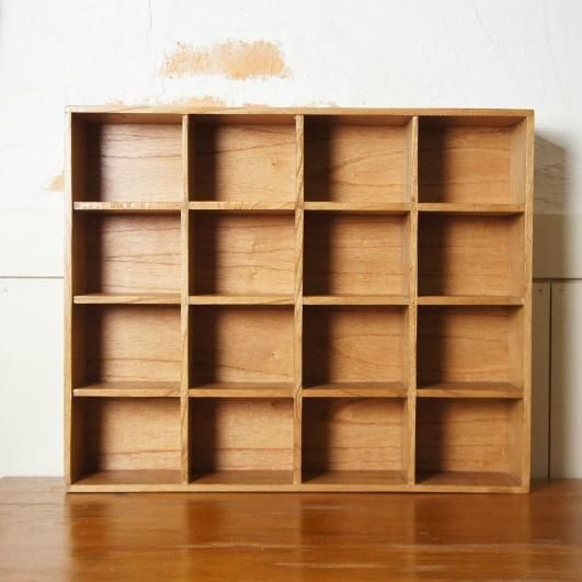 ミンディ 木製小物入れ トレイ 升箱 木箱 飾り棚 16マス ナチュラル
