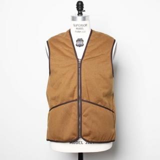 ☆P10倍 Barbour Front zip fur liner vest regular fit BROWN