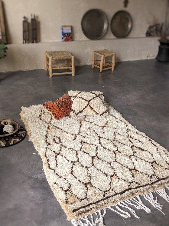 モロッコラグ「AZILALアジラル」RAZ022ベージュ/Hibou.イブーモロッコ