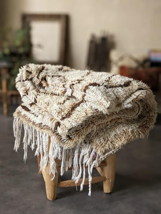 モロッコラグ「AZILALアジラル」RAZ022ベージュ/Hibou.イブーモロッコ