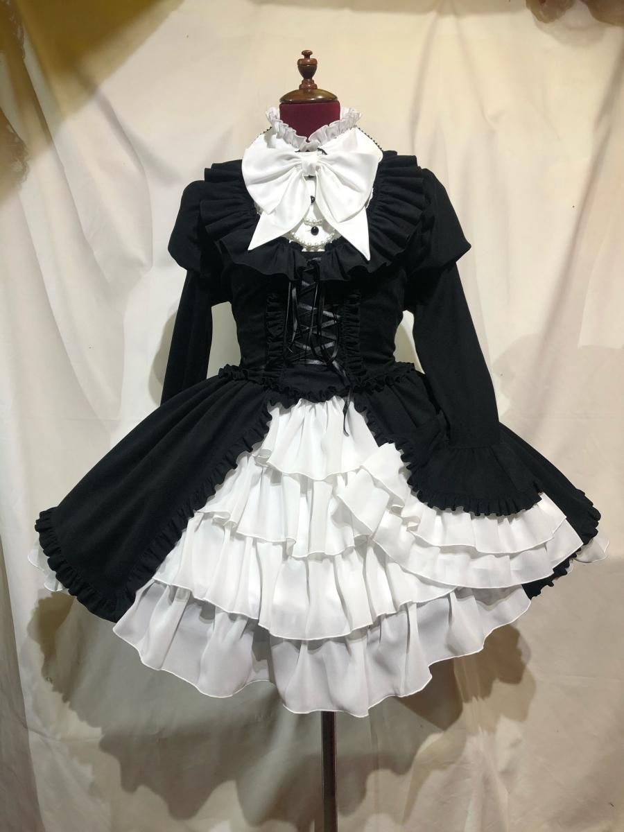 ◇受注商品◇カメオタイ付き後編み上げブラウス：白×白フリル - MARBLE