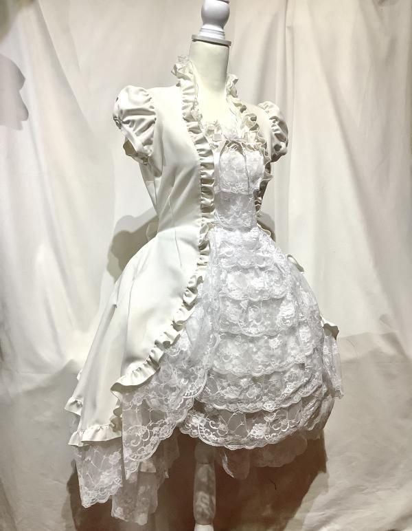 ◇受注商品◇造形美ドレスワンピース：白×白レース - MARBLE ~online shop~