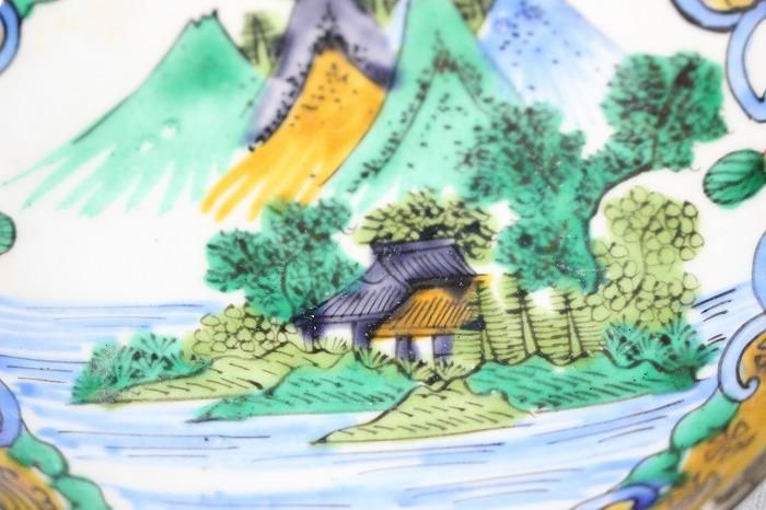 B-701九谷焼五彩染付山水文小皿バラ売 九谷印付 - 石川県金沢の骨董品