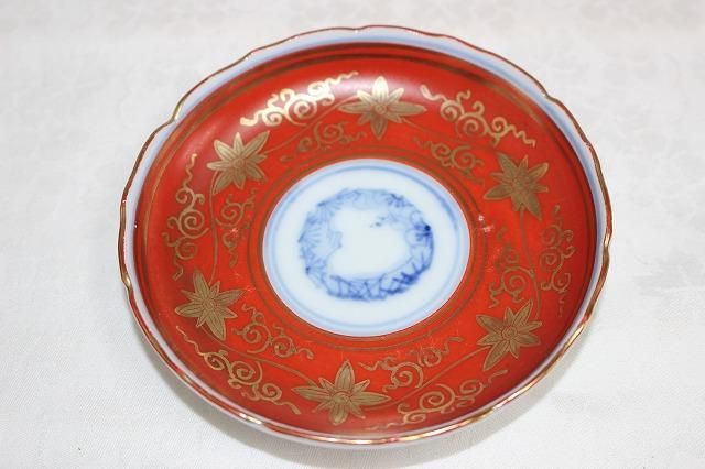 大日本永楽 造 小皿 9客 兎 赤絵 金彩 染付 大日本永楽 造 小皿 9客 兎