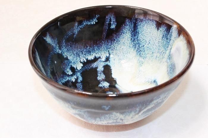 A-1455京清水焼掛分釉抹茶碗 京焼作家鈴木健司造 - 石川県金沢の骨董品