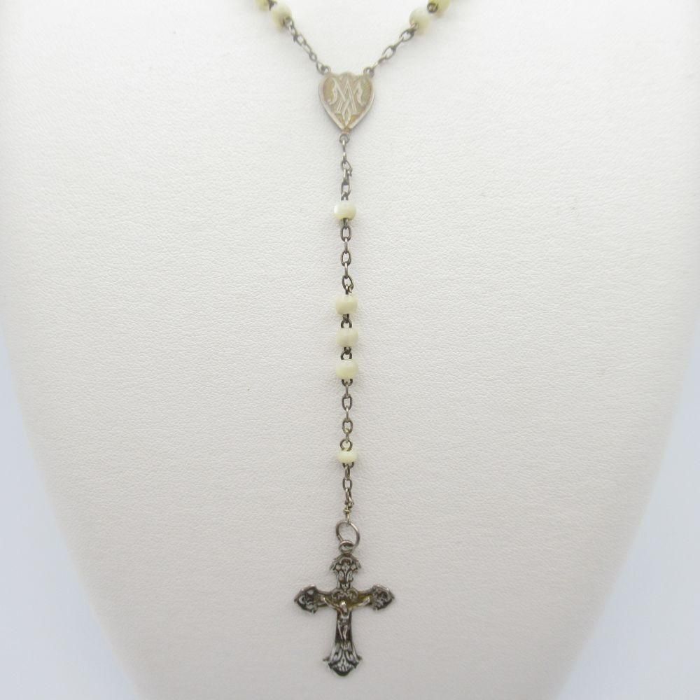 アンティークジュエリー｜ロザリオ｜マザーオブパール｜シルバー？