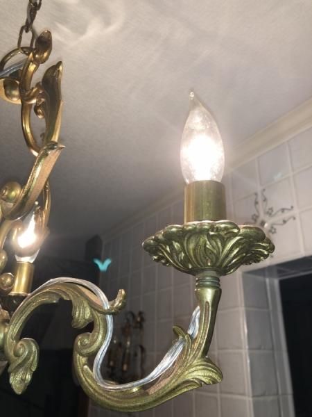 フランスアンティーク シャンデリア 3灯 真鍮製 1930年代