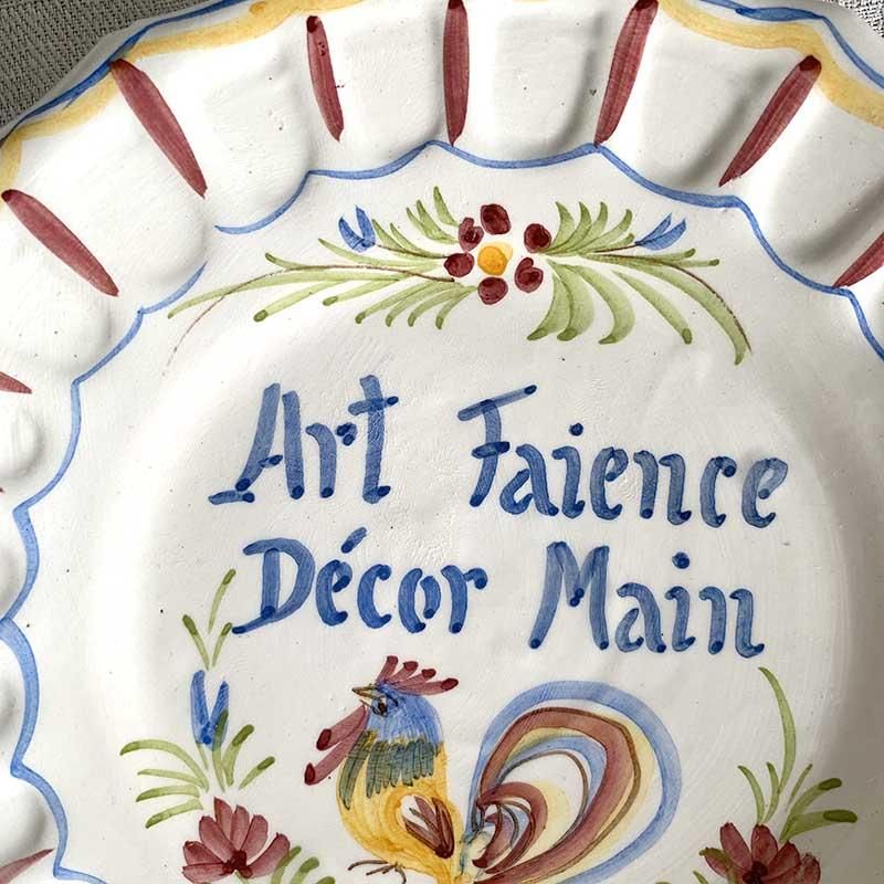 フランス製手描き鶏絵小皿壁掛け飾り皿