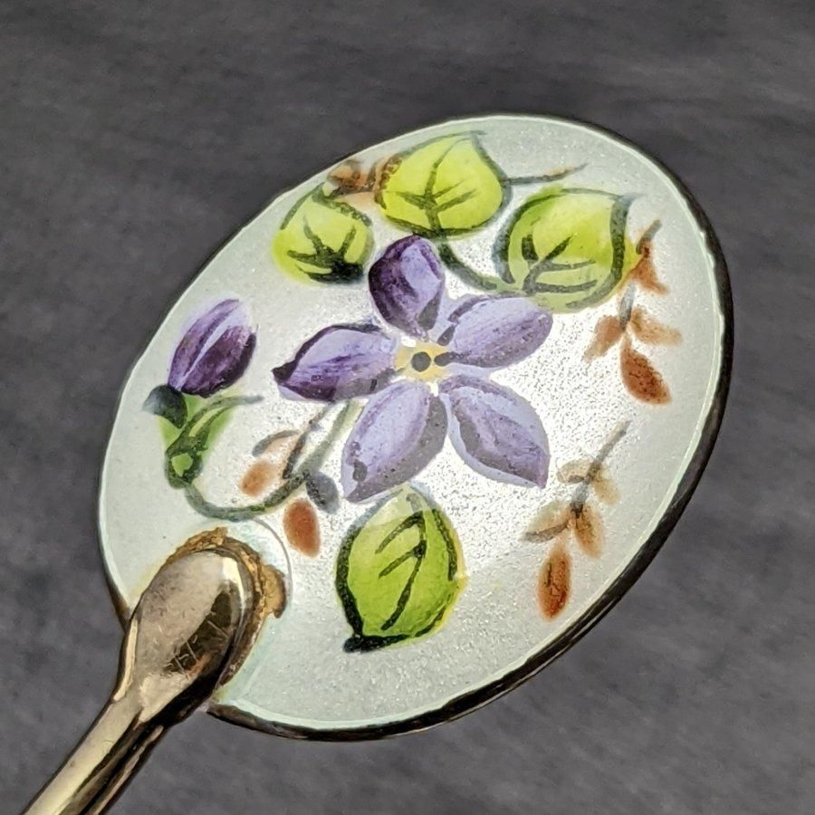 1963年 英国ヴィンテージ 純銀製ティースプーン6本セット エナメル