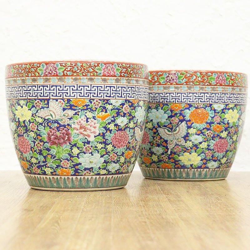 色絵 伊万里 十錦 手あぶり火鉢 日本製 アンティーク