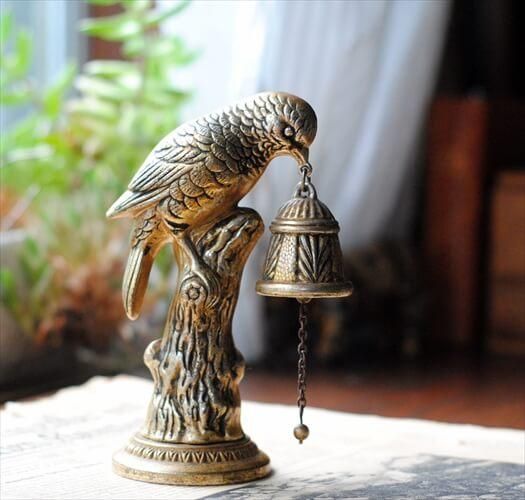 真鍮 鳥モチーフ 卓上ベル アンティークオブジェ