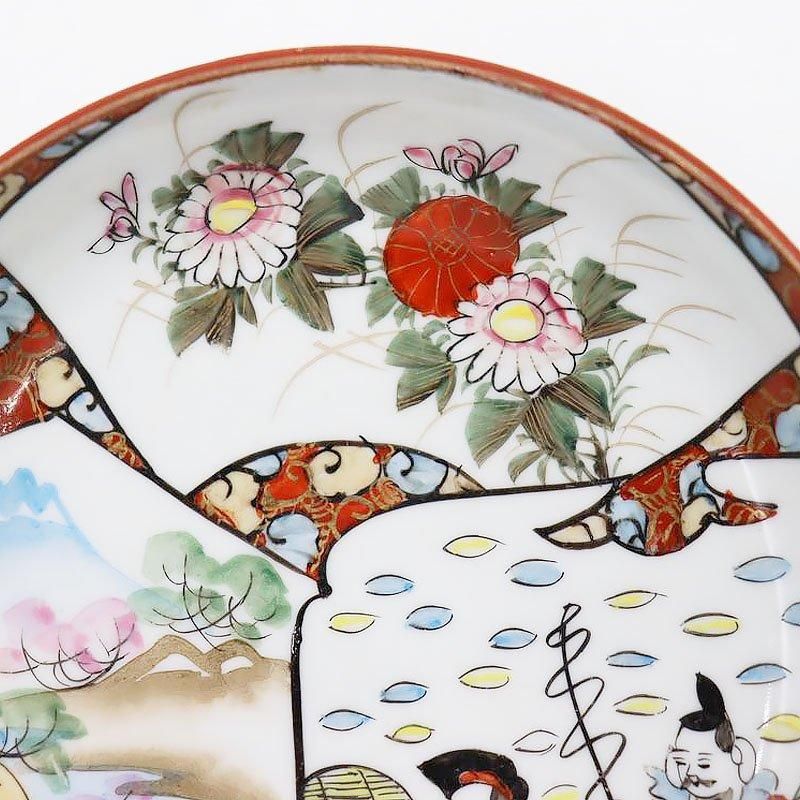 大正時代のアンティーク九谷焼小皿 縁起物柄
