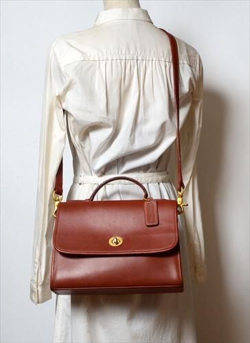 オールドコーチ レザー 2way ショルダーバッグ 茶色