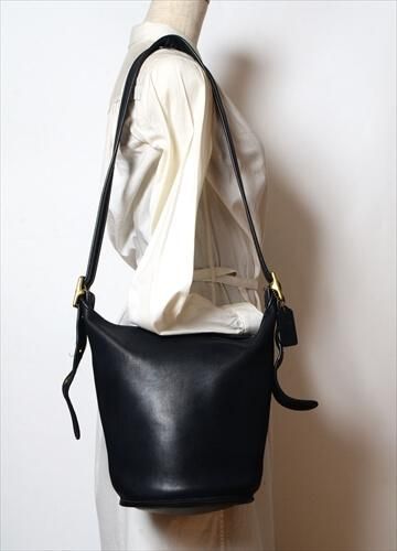 オールドCOACH バケツ型ダッフルバッグ 本革黒