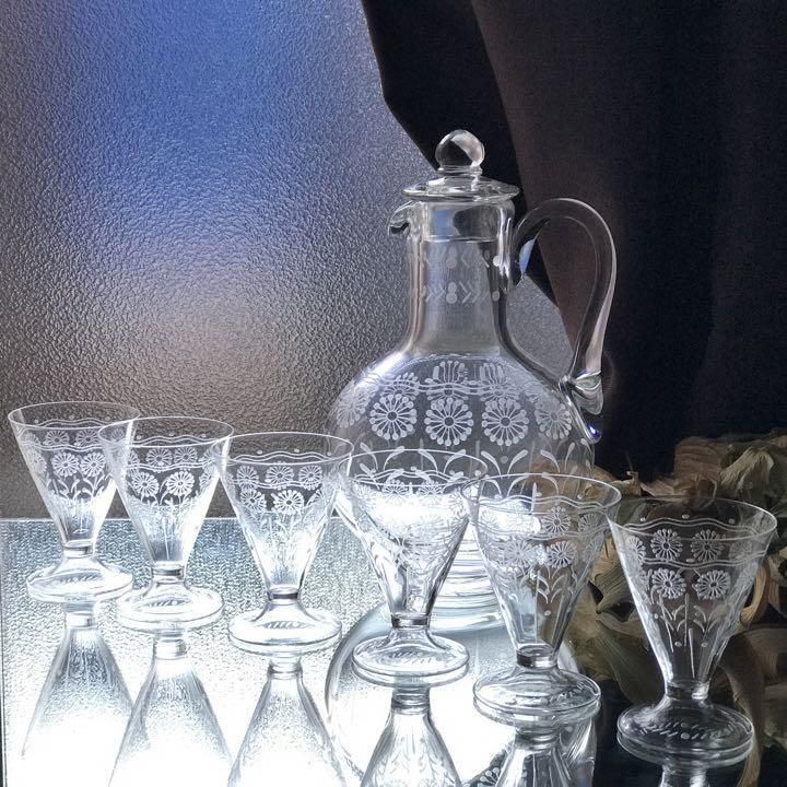 アンティークバカラ製優雅なカラフェ＆グラス6個セット1936年以前の希少品