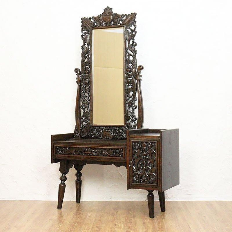 昭和初期 アンティーク 彫刻入りドレッサー