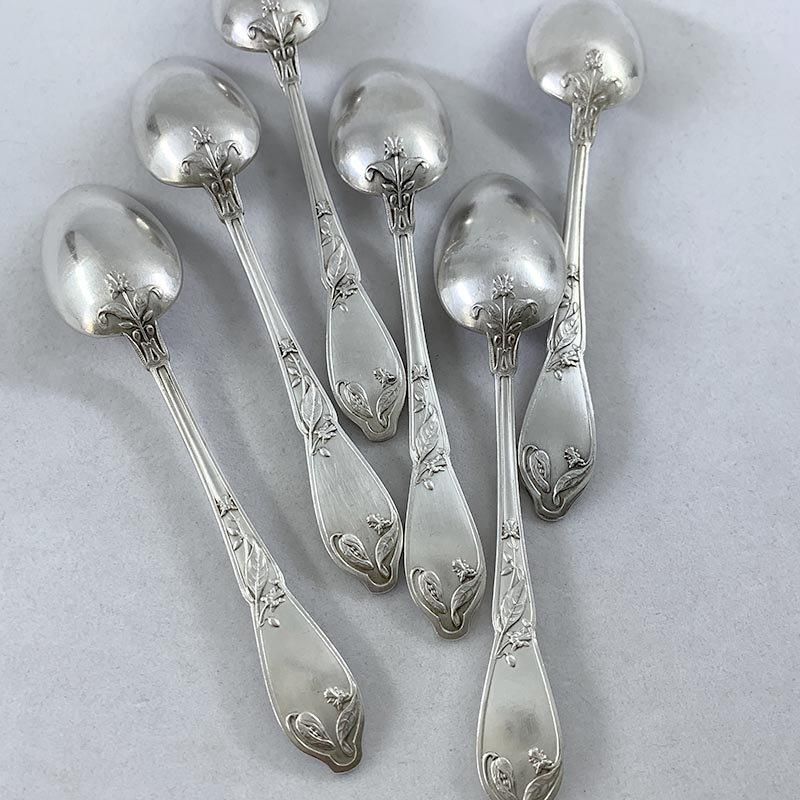 フランス製銀器デザートスプーン 野の花モチーフ
