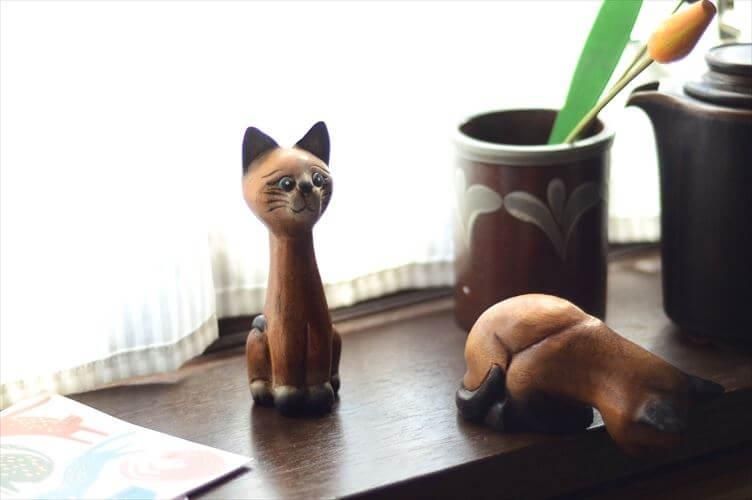 フランス 木製 猫 オブジェ ヴィンテージ インテリア