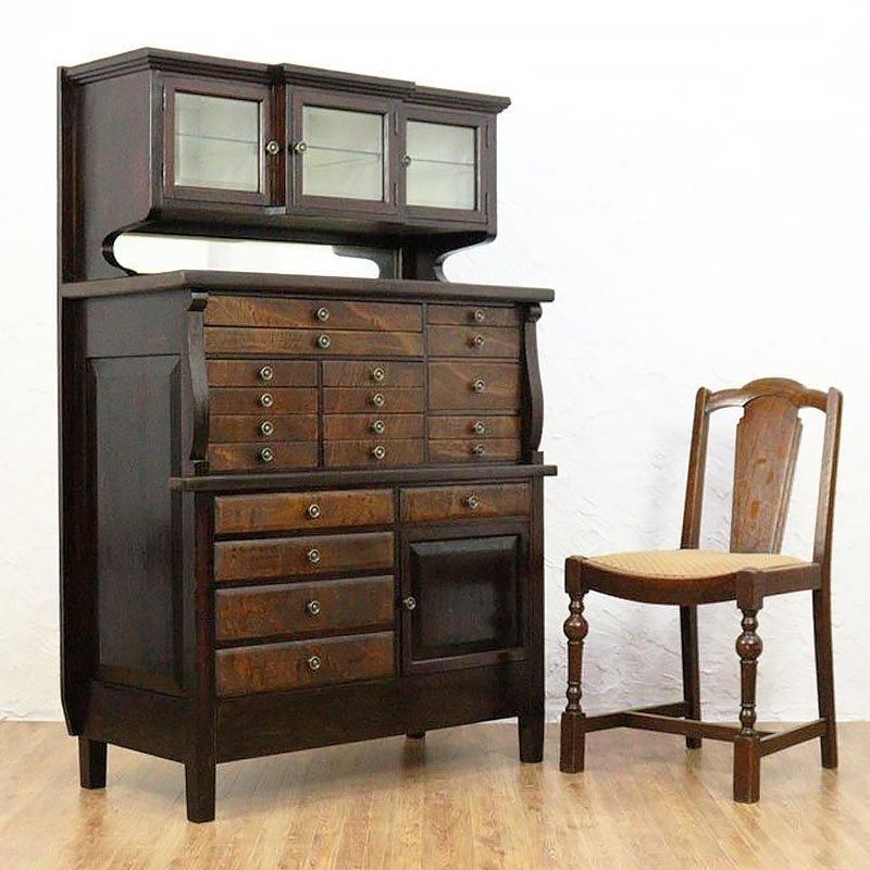 大正時代のアンティークケヤキ製デンタルキャビネット